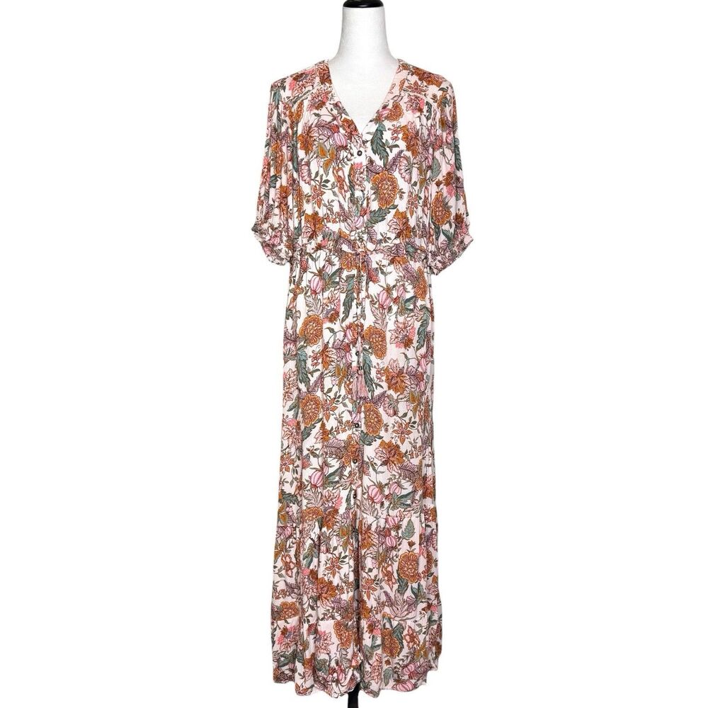 Knox Rose Floral Maxi Dress in Pink, Rust & Green